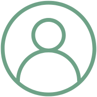 Placeholder image of a generic user icon, green outline on white background.