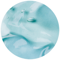 Close-up of light blue gel texture with small bubbles.