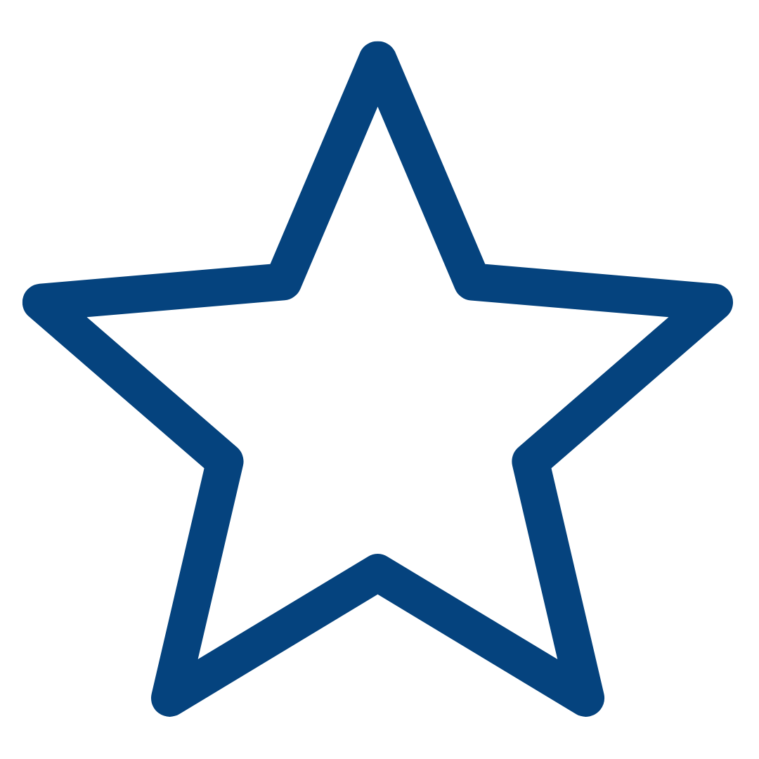 Blue outlined star on a white background.