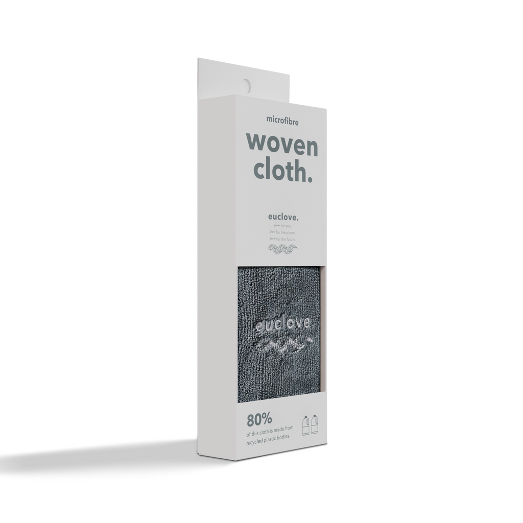 Packaging of a microfibre woven cloth with visible branding and text.