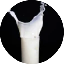 A milk splash captured in mid-air against a black background.