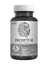 A bottle of Schiff Neuriva Original Brain Health dietary supplement with 30 capsules against a white background.