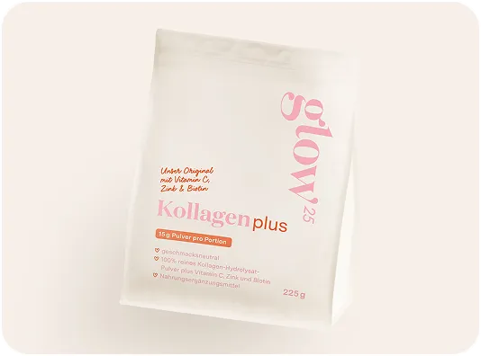 White package labeled 'Kollagen plus' with pink and orange text on a light background.