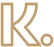 Stylized letter 'K' logo with a dot, in gold.