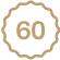 Badge with the number 60 inside a decorative circle.