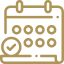 Icon of a calendar with checkmark.