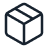 A simple black and white cube icon on a transparent background.