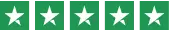 Five white stars in a row against a green background, indicating a rating.