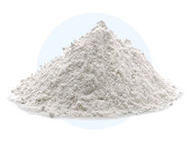A small mound of fine white powder against a circular background.