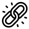 A black icon of two sparkling, interlinked chain links on a dark green background.