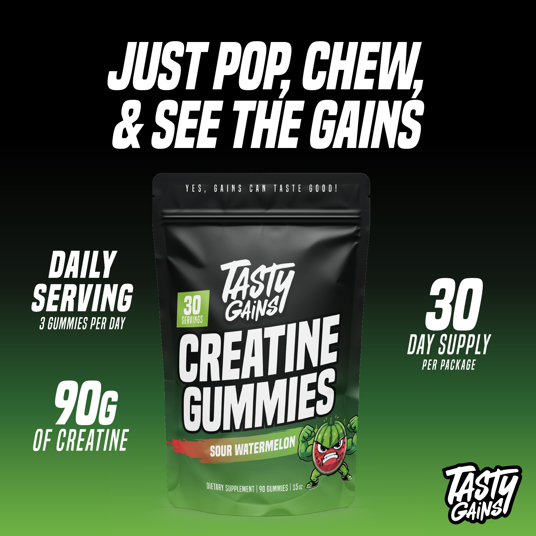 Tasty Gains Creatine Gummies - 90g