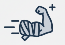 Illustration of a muscular arm wrapped in bandages.