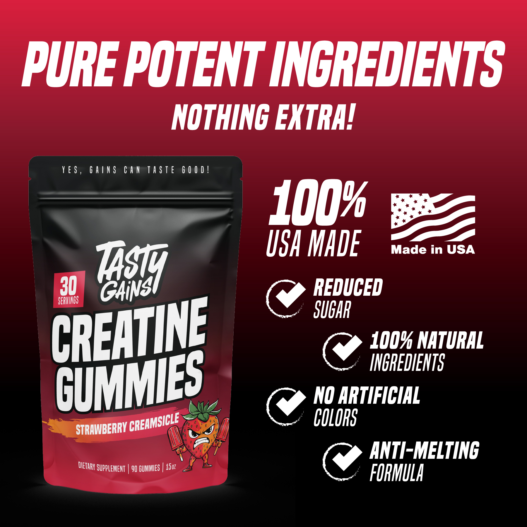 Tasty Gains Creatine Gummies - 90g