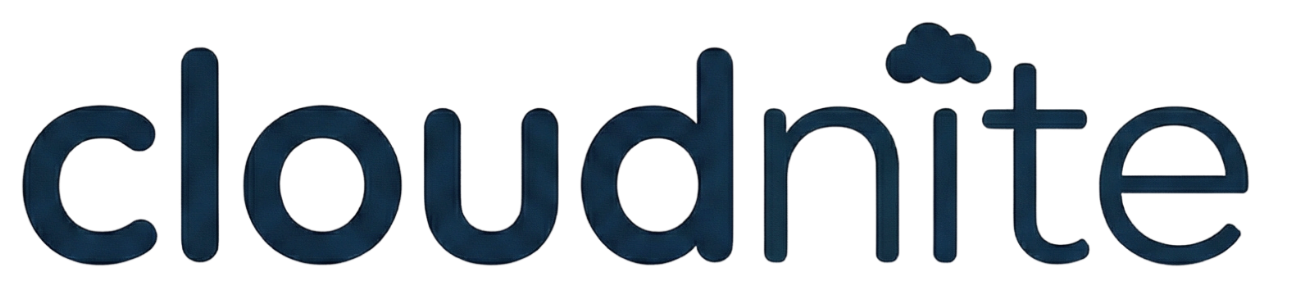 The Cloudnite logo, which is the word 'cloudnite' in a dark blue font with a cloud above the 'i'.