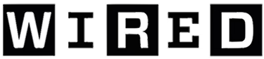The Wired magazine logo, with each letter in a white outline within a black square on a black background.