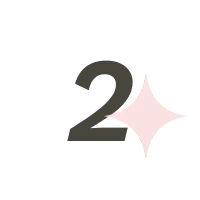 Number two with a pink starburst on a white background.