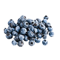 A pile of fresh blueberries on a white background.