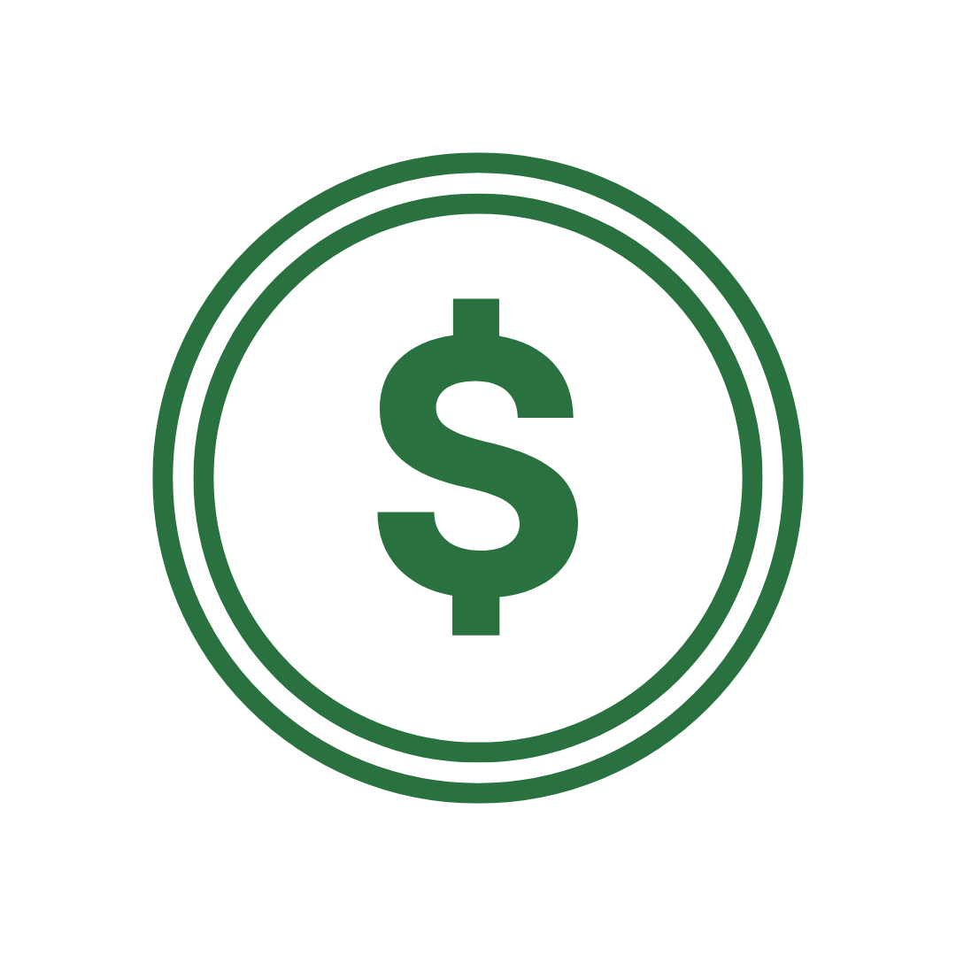 Green dollar sign inside a circle on a black background.