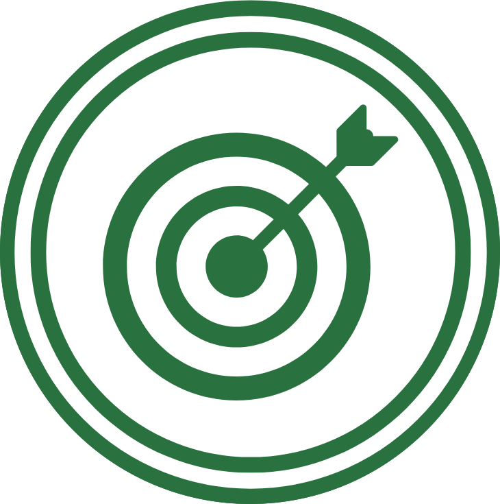 Green target with an arrow hitting the bullseye.