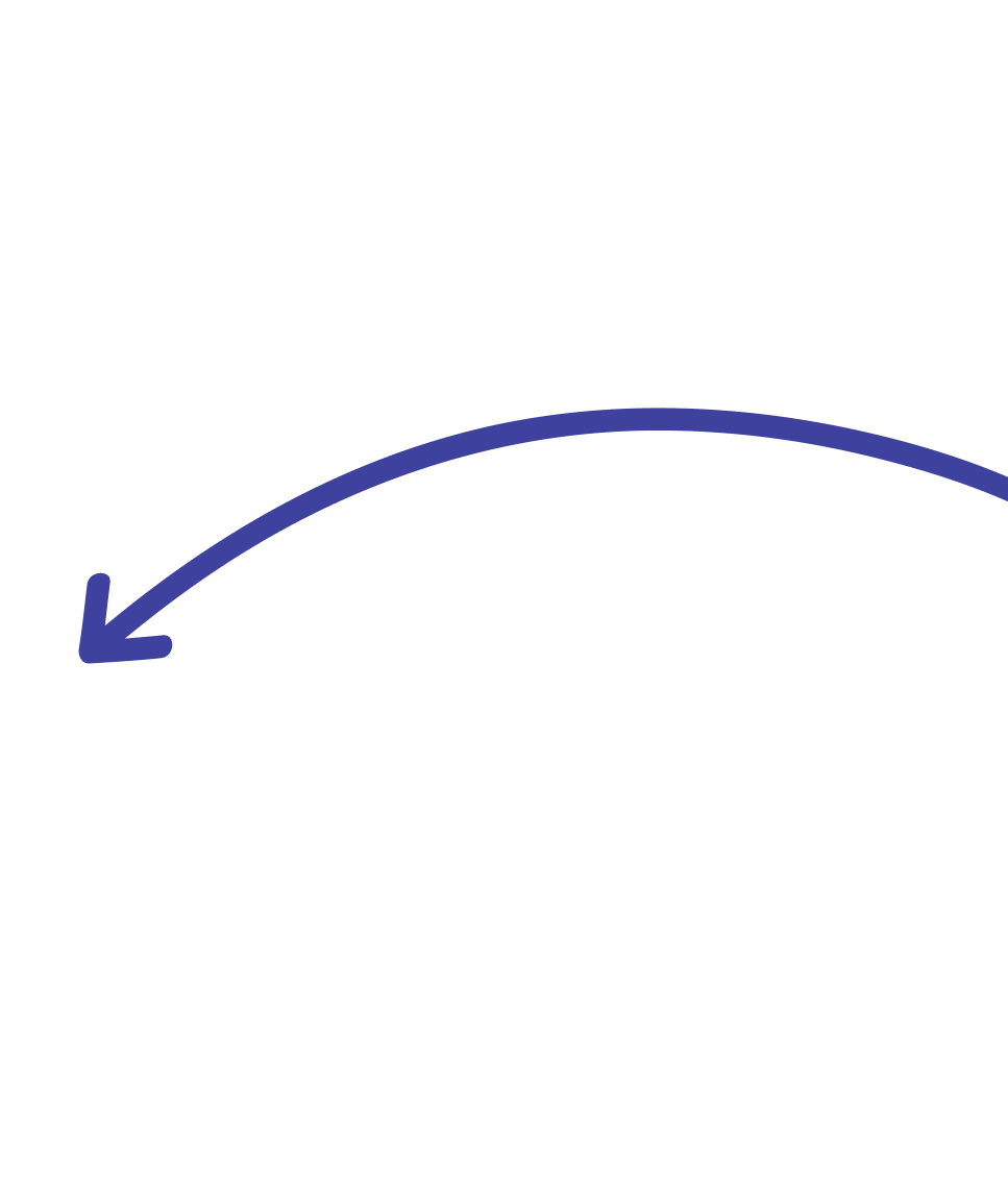 Curved blue arrow pointing downwards on a black background.