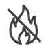 An icon of a flame with a diagonal line through it, signifying no fire.