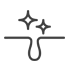 A line icon of a clean skin pore with sparkles above it.