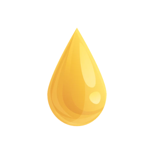 A cartoon illustration of a single golden-yellow droplet.