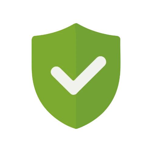 A green shield icon with a white checkmark in the center.