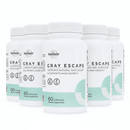Six bottles of dietary supplements labeled 'Gray Escape.'