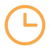 An orange clock icon on a transparent background.