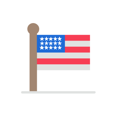 Illustration of a stylized American flag with stars and stripes.