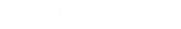 White 'Fast Company' logo on a transparent background.