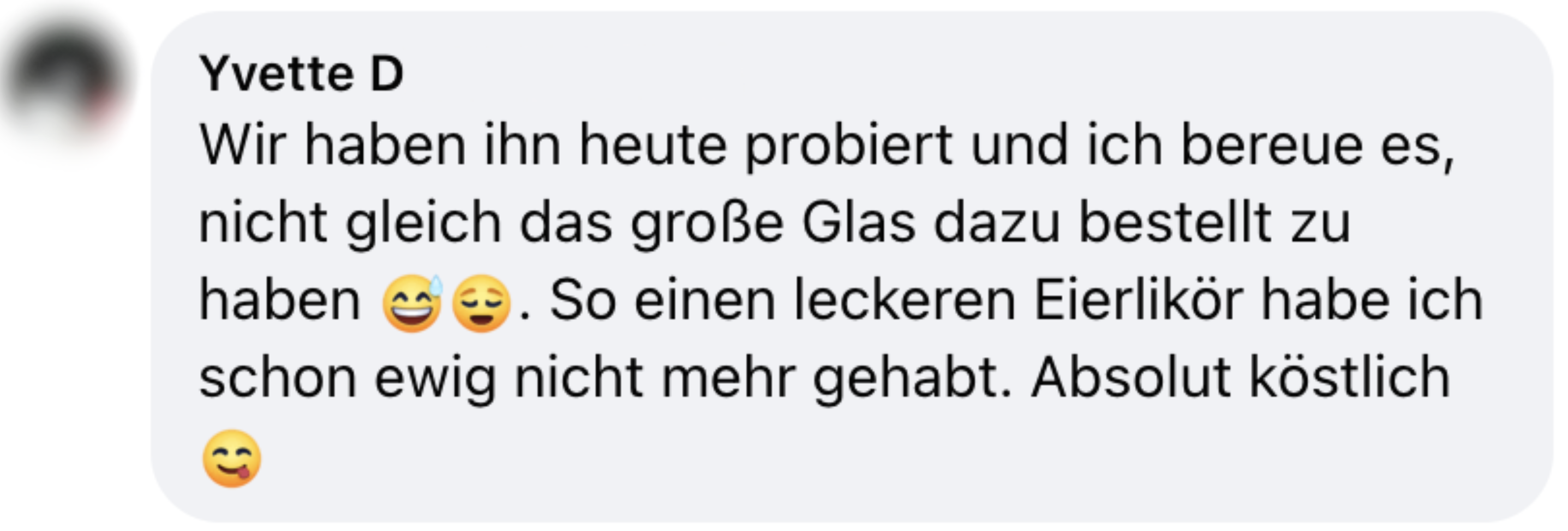 German text message with emojis praising a delicious drink.
