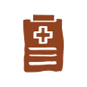Icon of a medical clipboard with a cross symbol on it.