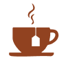 A steaming cup of tea with a teabag tag hanging.