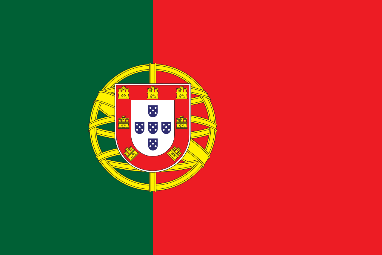 The national flag of Portugal, featuring green and red vertical bands with the national coat of arms.