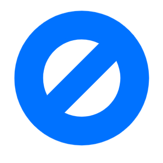 Blue prohibition symbol on a transparent background.
