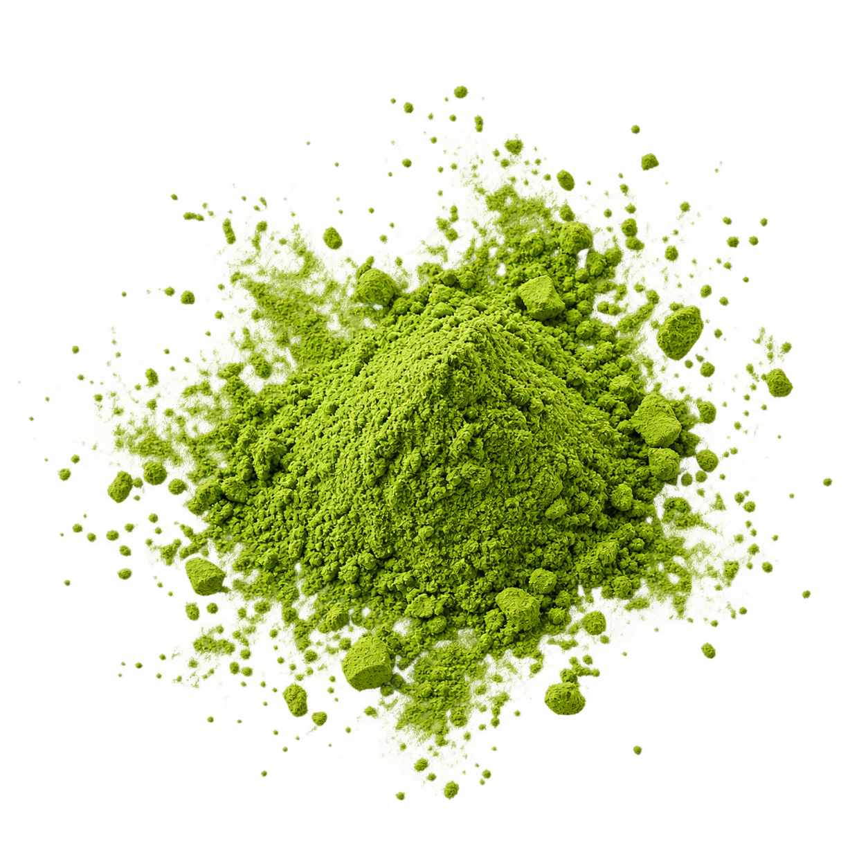 Pile of brown powdered substance on a white background.