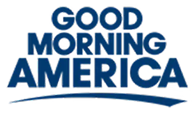 Logo of 'Good Morning America' in blue text.