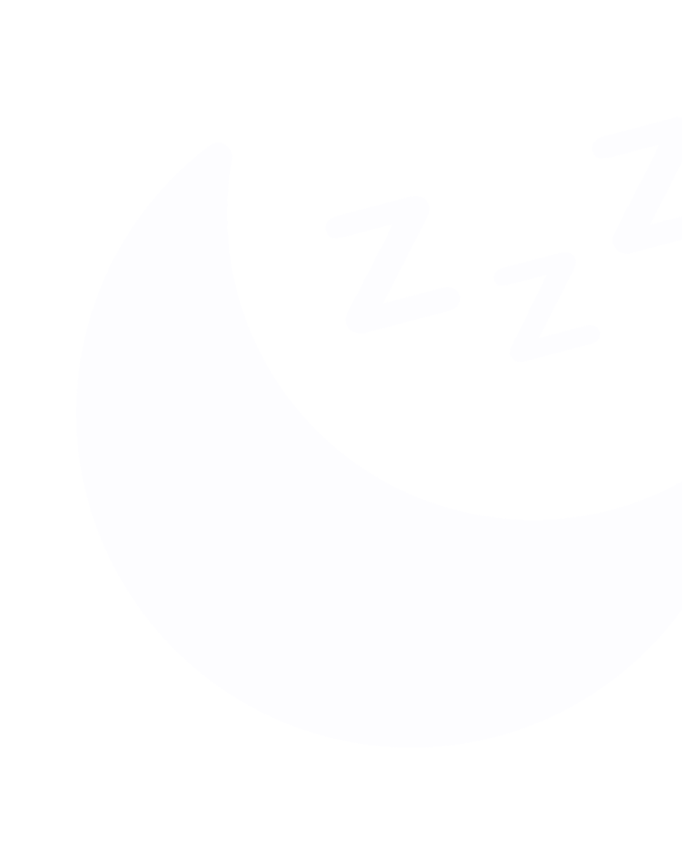 Illustration of a crescent moon with 'zzz' symbols.