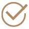 A tan checkmark inside a circle.