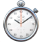 A low-resolution icon of a silver analog stopwatch with a white face.