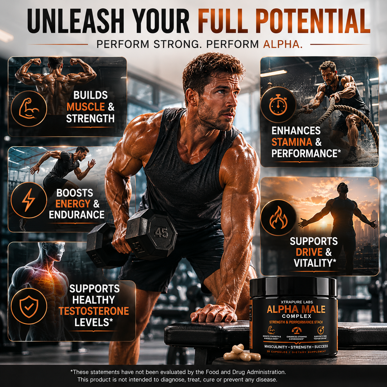 Alpha Male Complex | Clinically Dosed Strength & Drive Stack | Fadogia Agrestis (5% Alkaloids), Horny Goat Weed (20% Icariin)  - 30 Capsules - Image 4