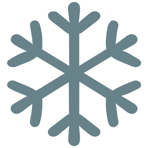 A simple, stylized gray icon of a six-pointed snowflake on a white background.