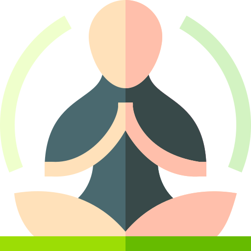 Illustration of a person meditating in a cross-legged position.