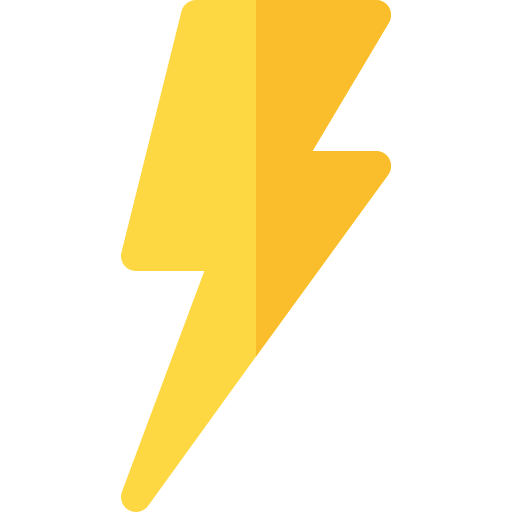 Yellow lightning bolt icon on a transparent background.