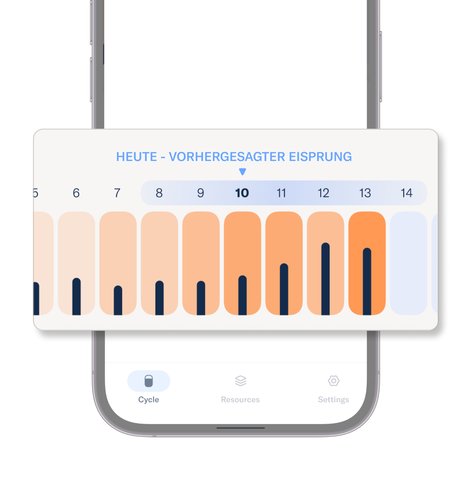 Smartphone screen displaying a menstrual cycle tracking app interface.
