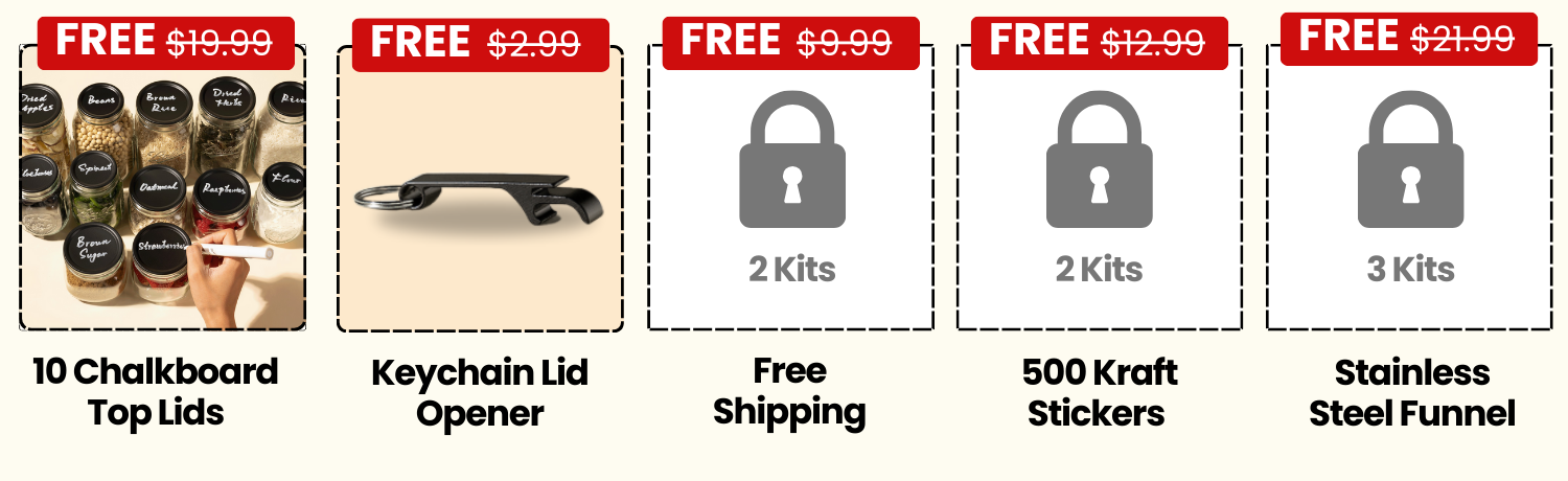 Image with free offers for kitchen accessories and shipping.