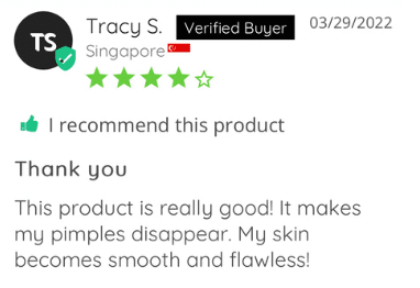 Product review with 4-star rating and positive feedback.