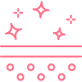Pink abstract design with stars and circles on a transparent background.